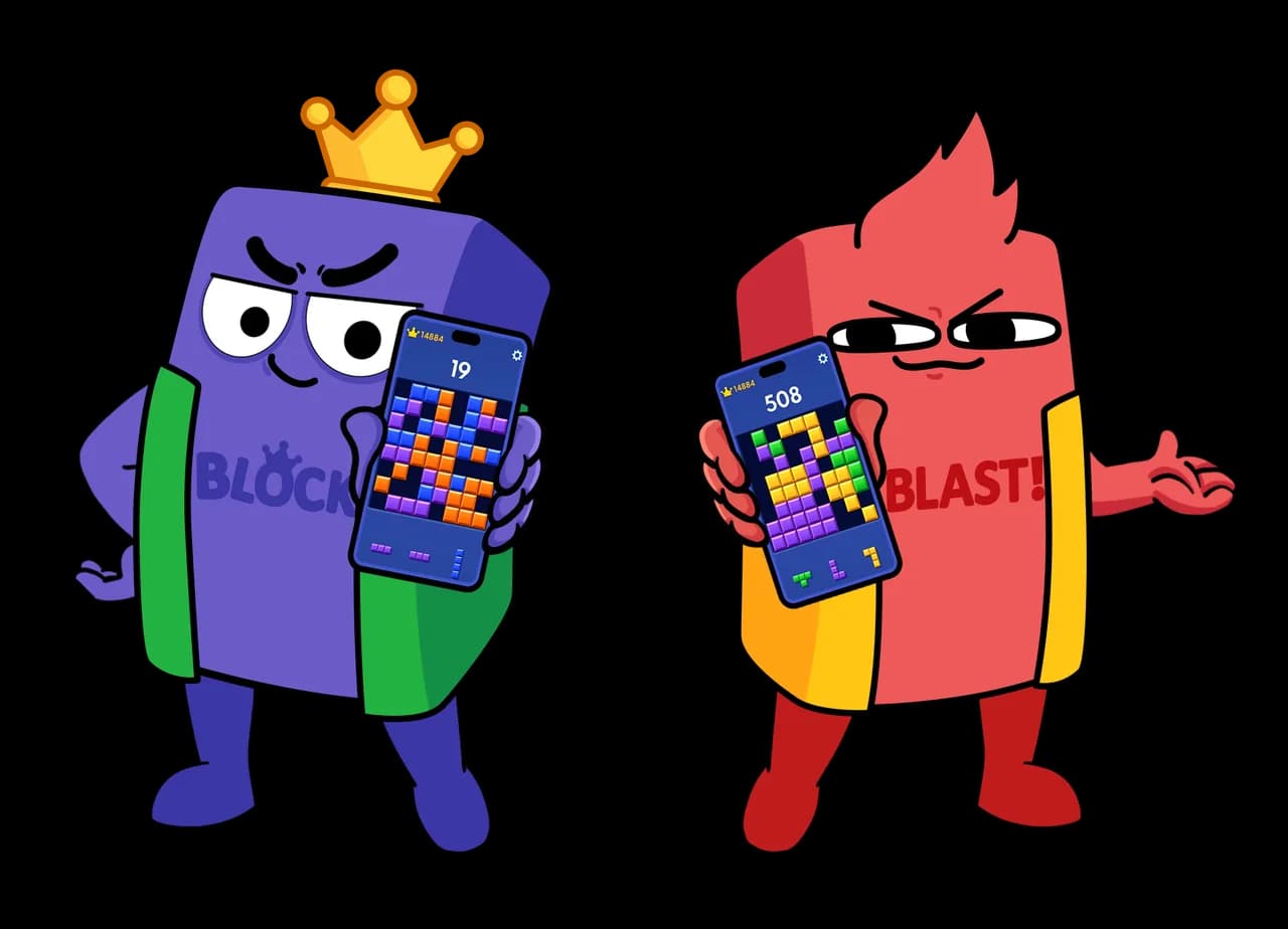 Block Blast! mascot illustration