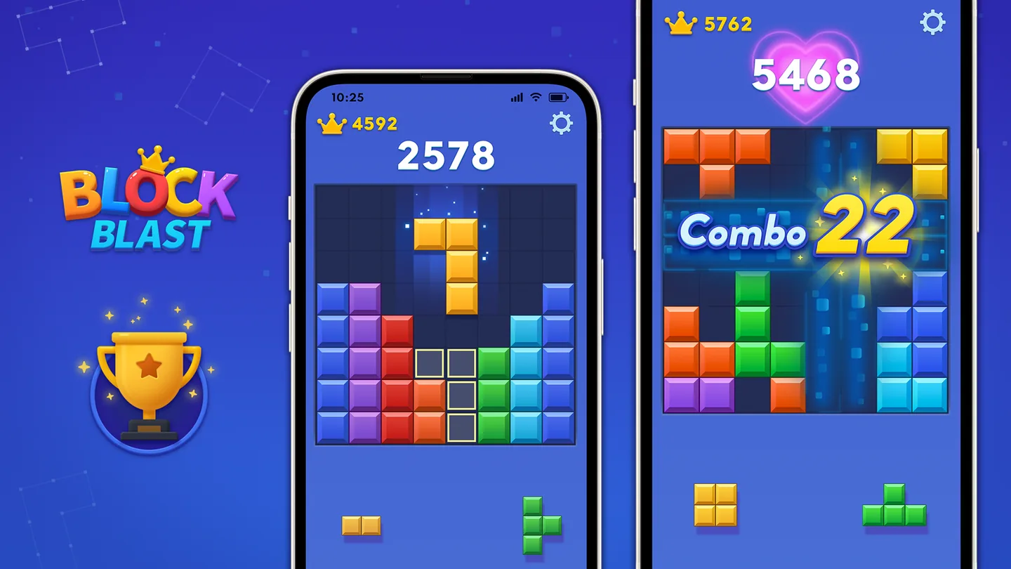 Block Blast! free mobile puzzle game artwork from the Blog4 Word article